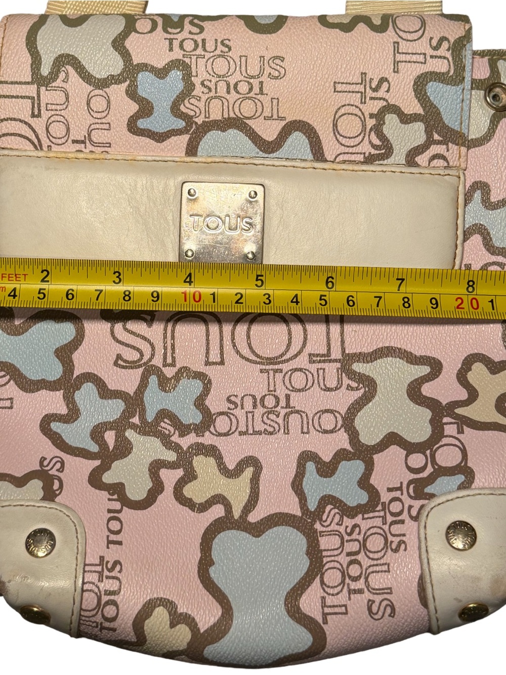 Tous Pink Patterned Crossbody Bag with Beige Strap - Picture 6 of 12